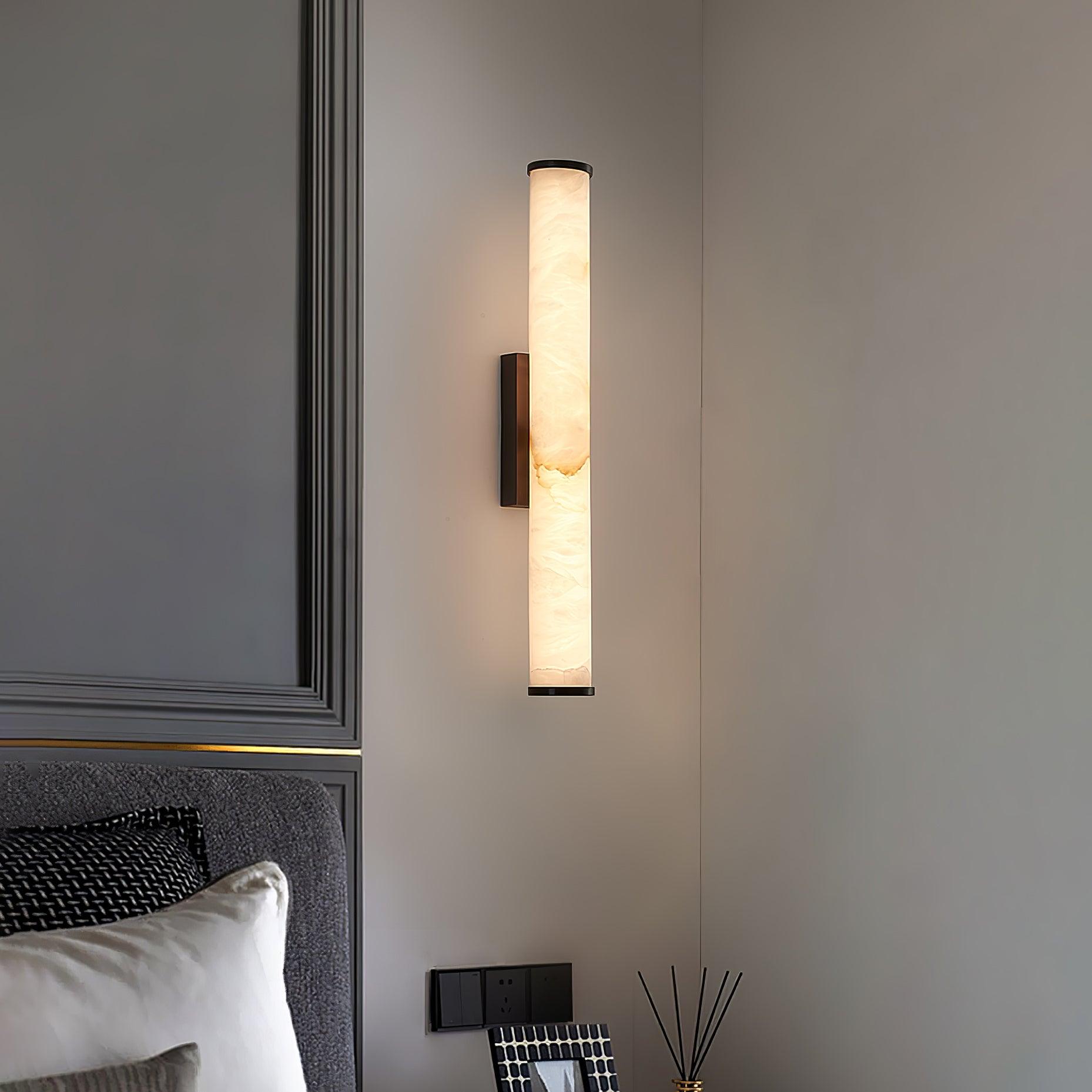 Alabaster Column Wall Sconce - Slim LED Wall Light in black