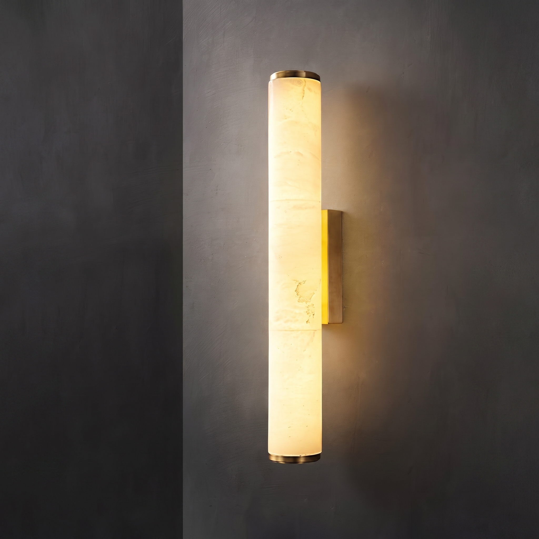 Alabaster Column Wall Sconce - Slim LED Wall Light in gold