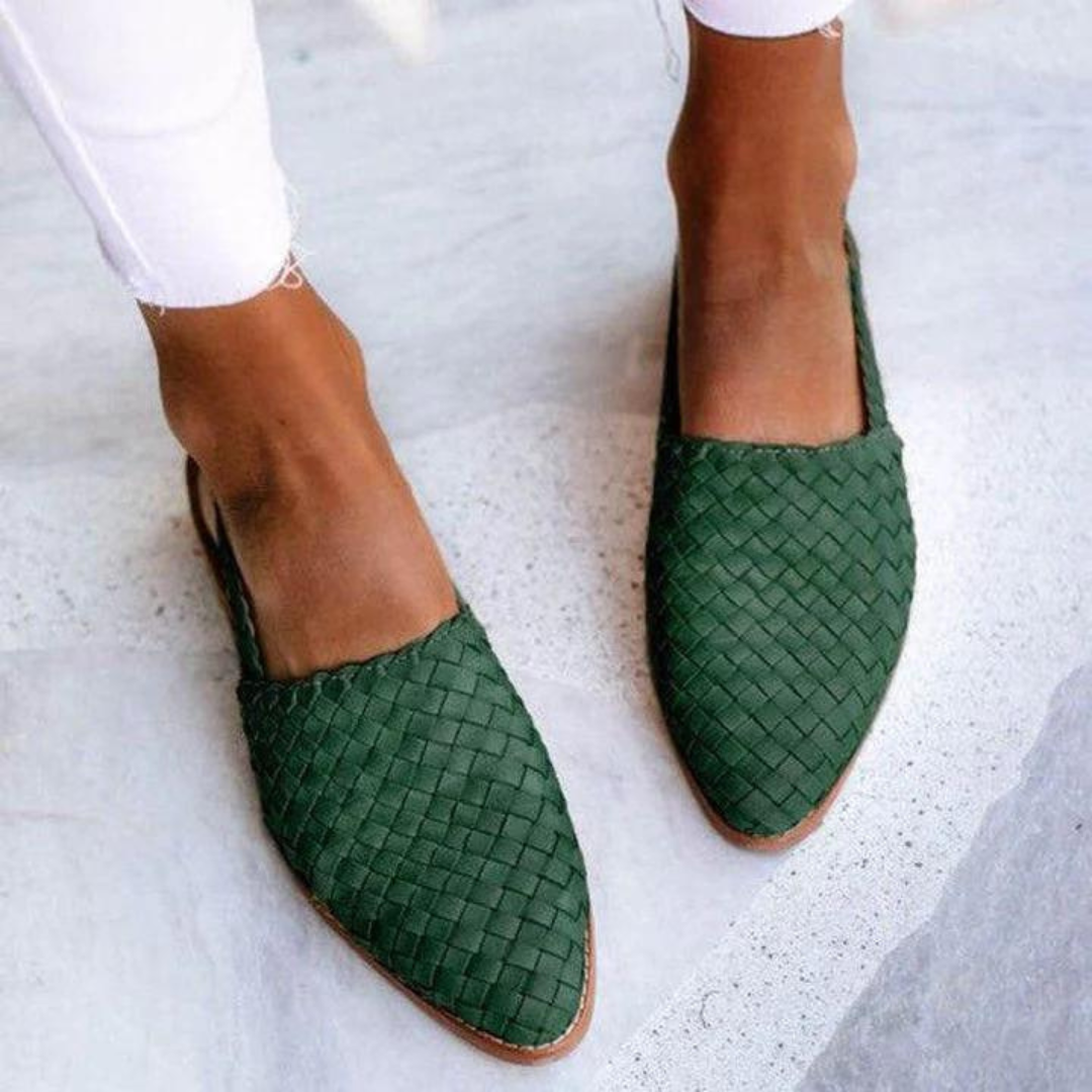 Camille Elegant Woven Vegan Leather Ballerinas