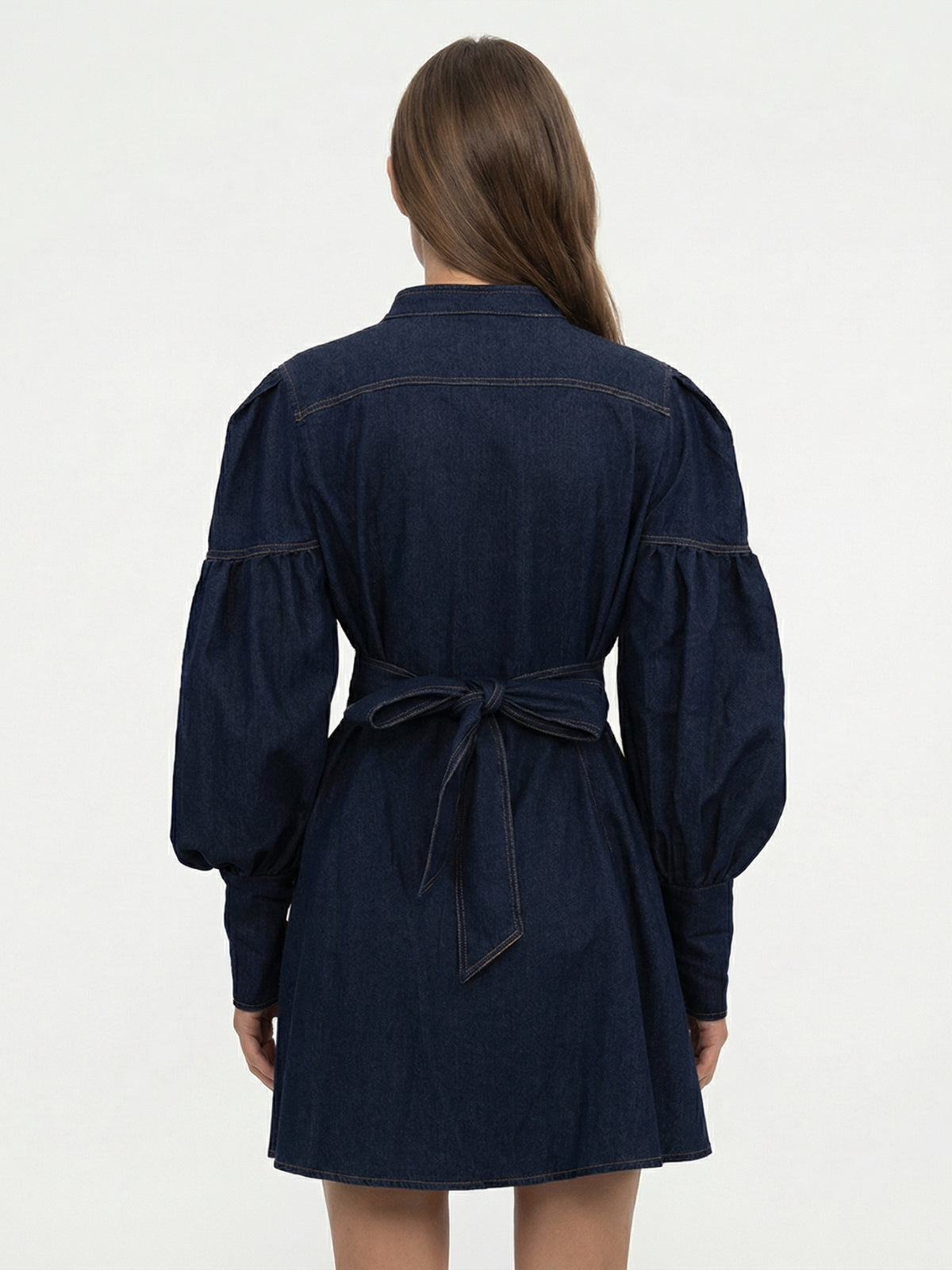 Denim Puff Sleeve Mini Dress