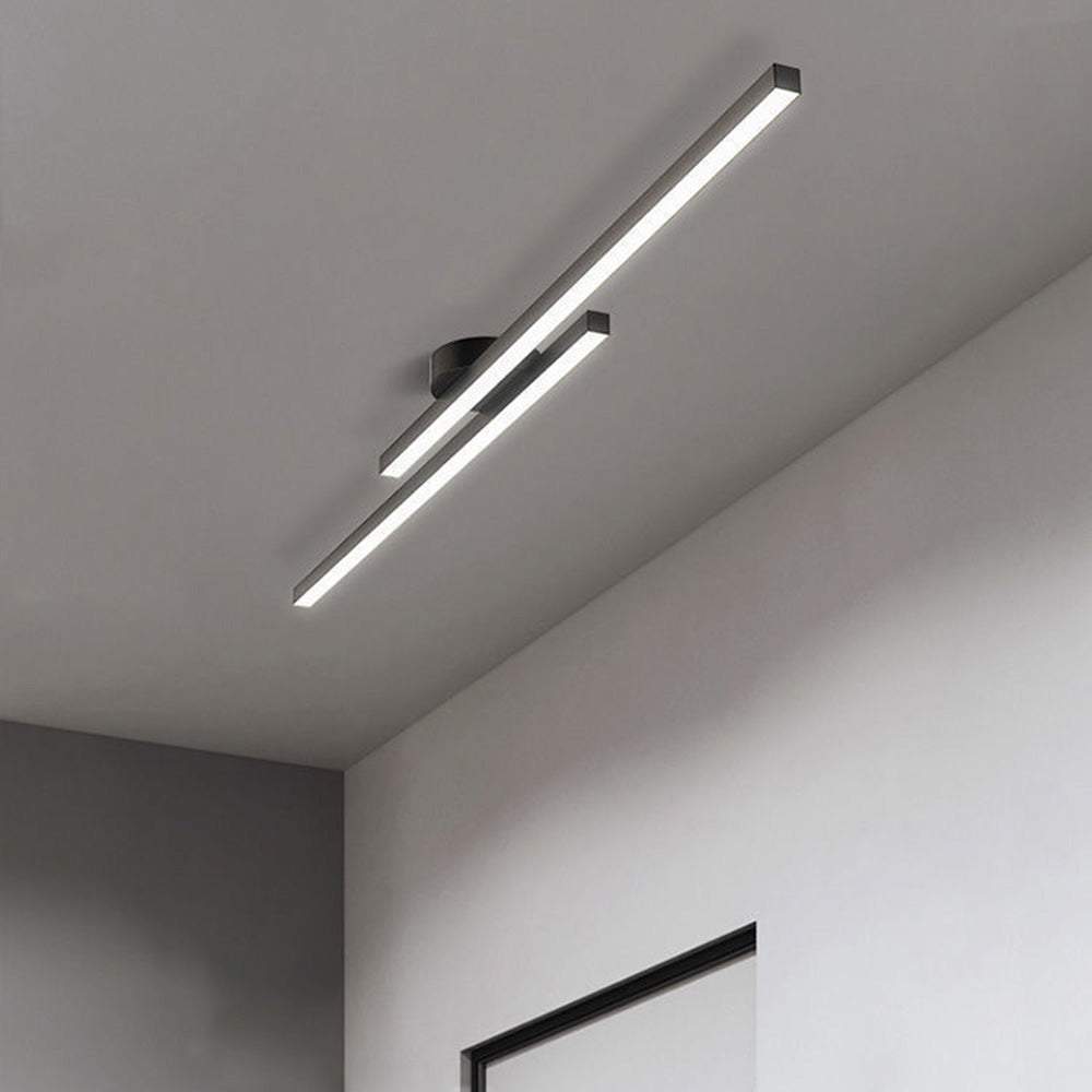 Dual Bar Linear LED Ceiling Light - Semi Flush Mount in black