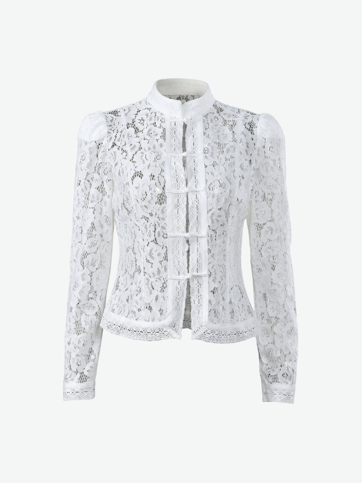 Floral Lace Frog Button Blouse