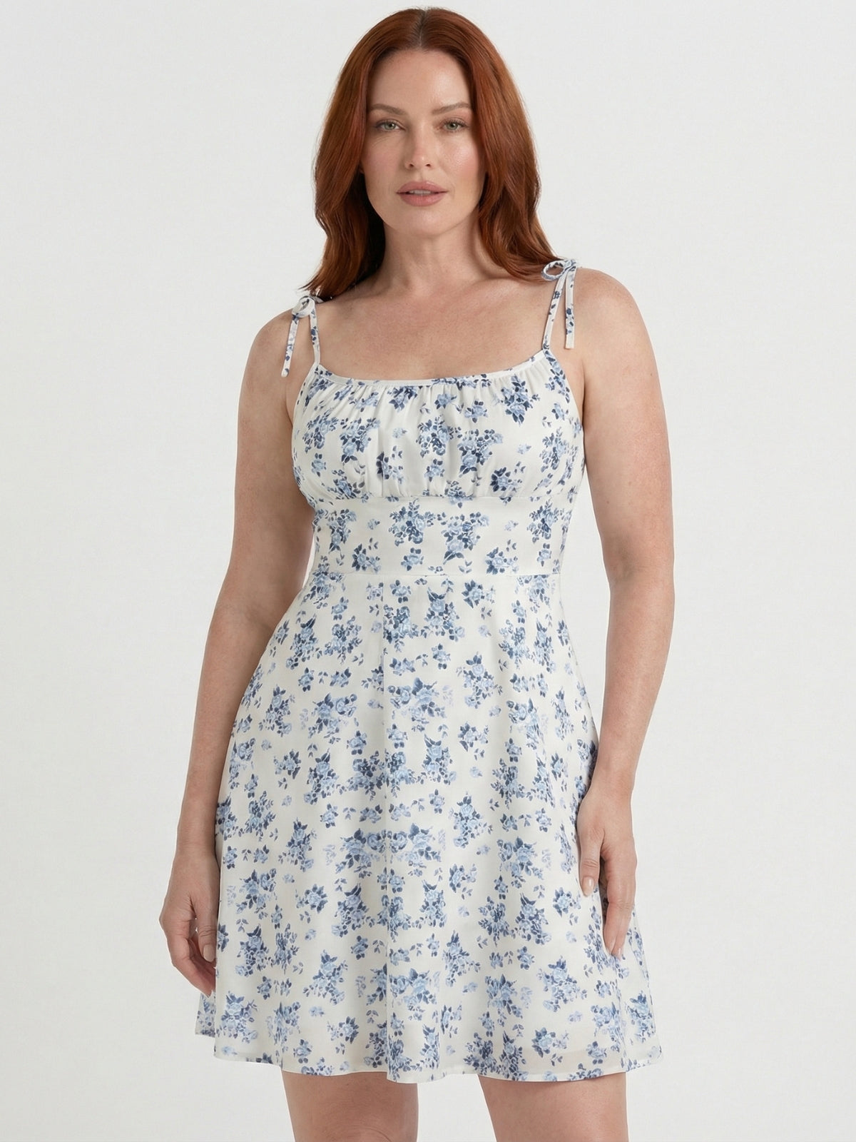 Floral A-Line Tie Strap Mini Dress