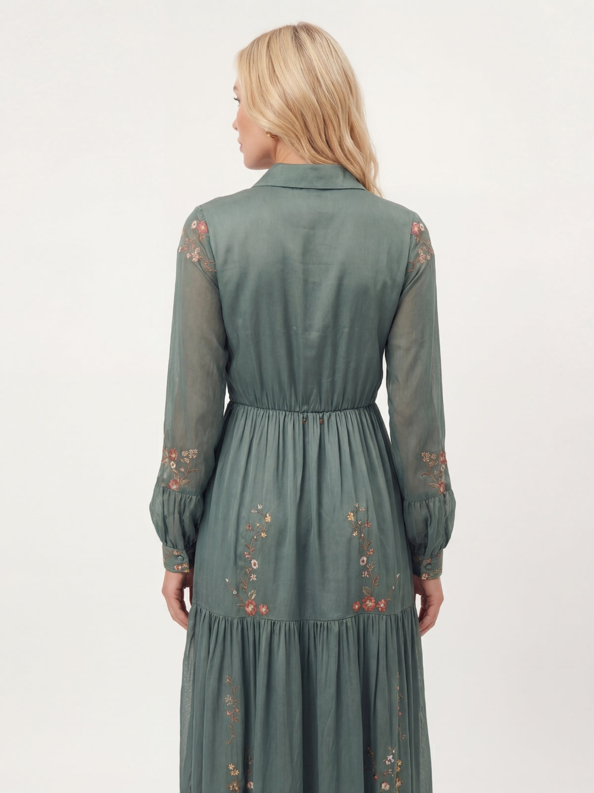 Floral Embroidered Tiered Maxi Dress