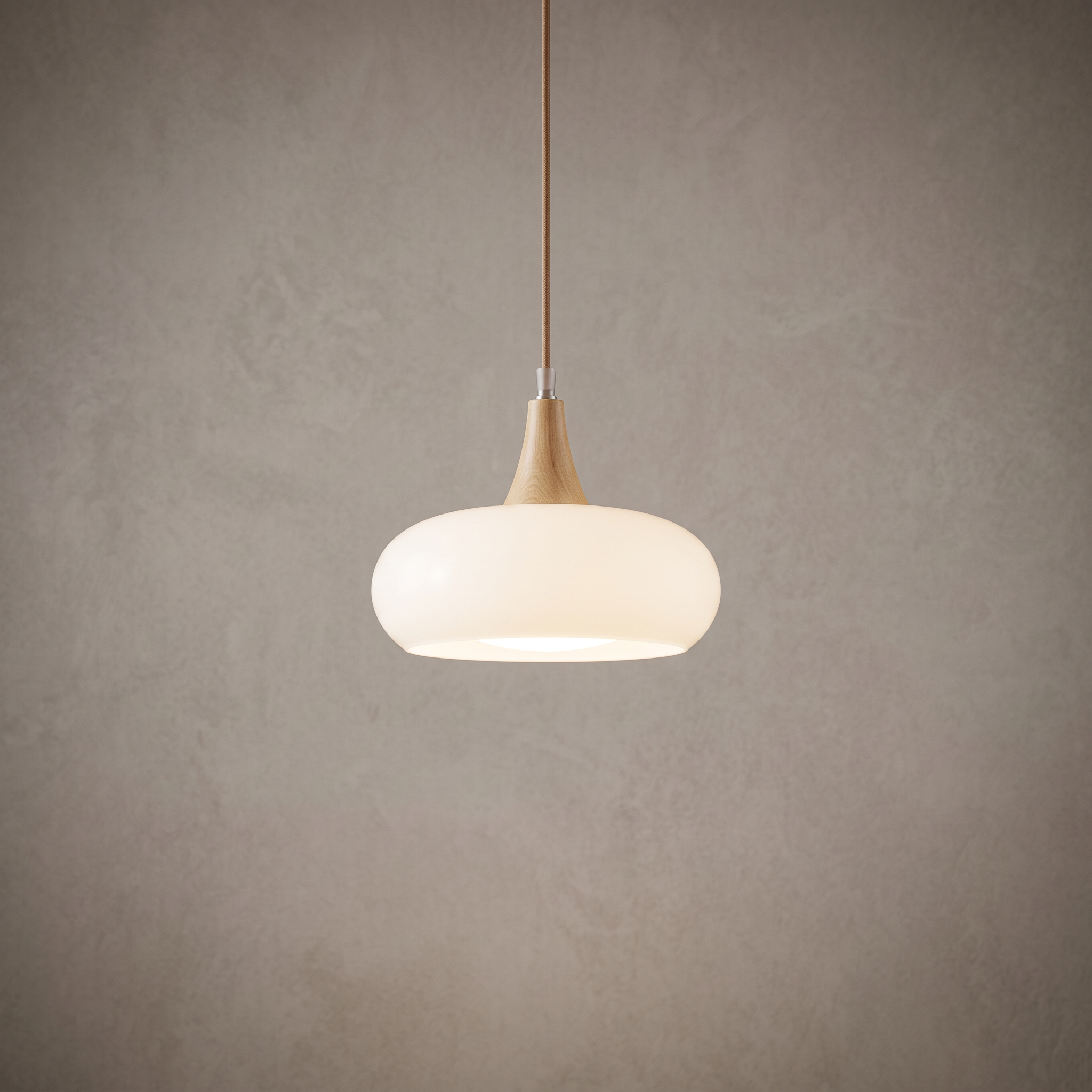 Glass and Wood Pendant Light - Scandinavian Dining Lamp