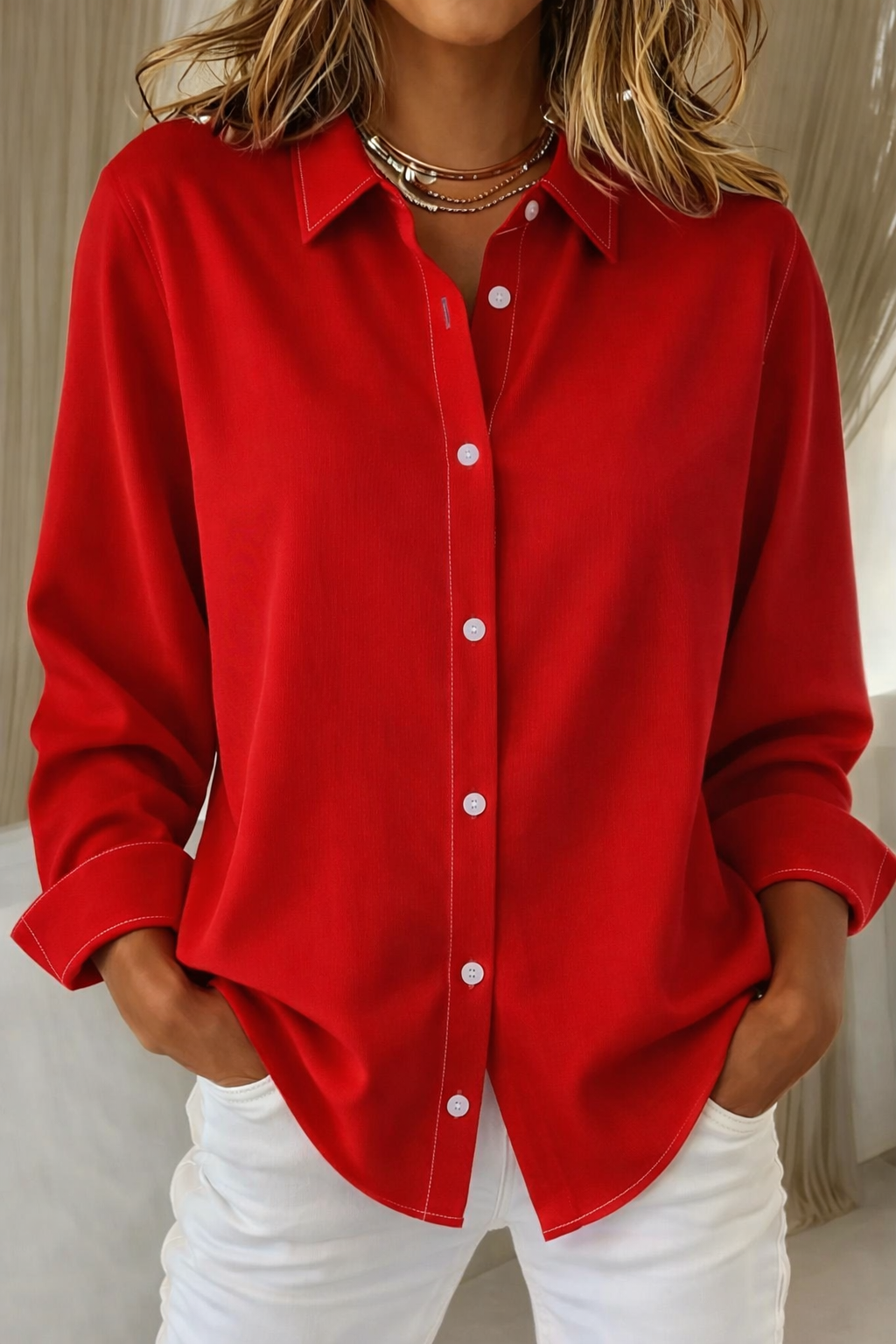 Grace Elegant Button Blouse