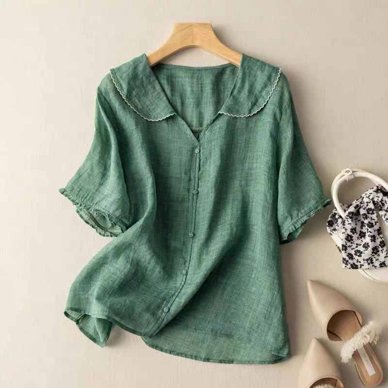 Greta Vintage Blouse with Button Detail