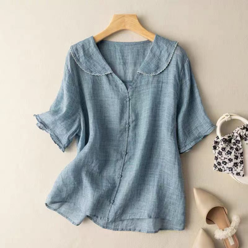 Greta Vintage Blouse with Button Detail