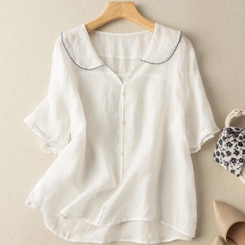 Greta Vintage Blouse with Button Detail