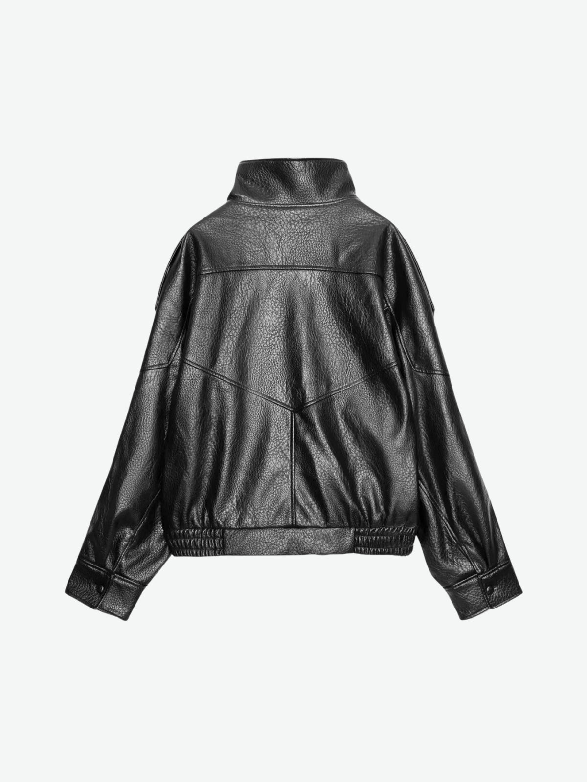 High Neck Faux Leather Moto Jacket