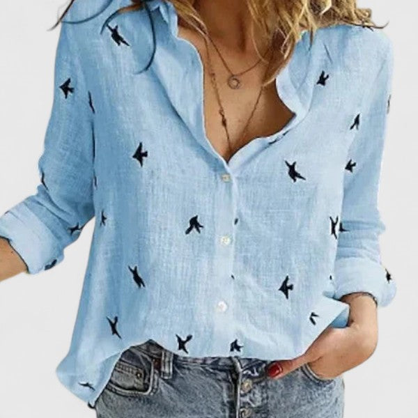 Maeve Women's Linen Button Down Shirt with Lapel Collar