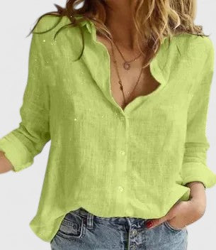 Maeve Women's Linen Button Down Shirt with Lapel Collar