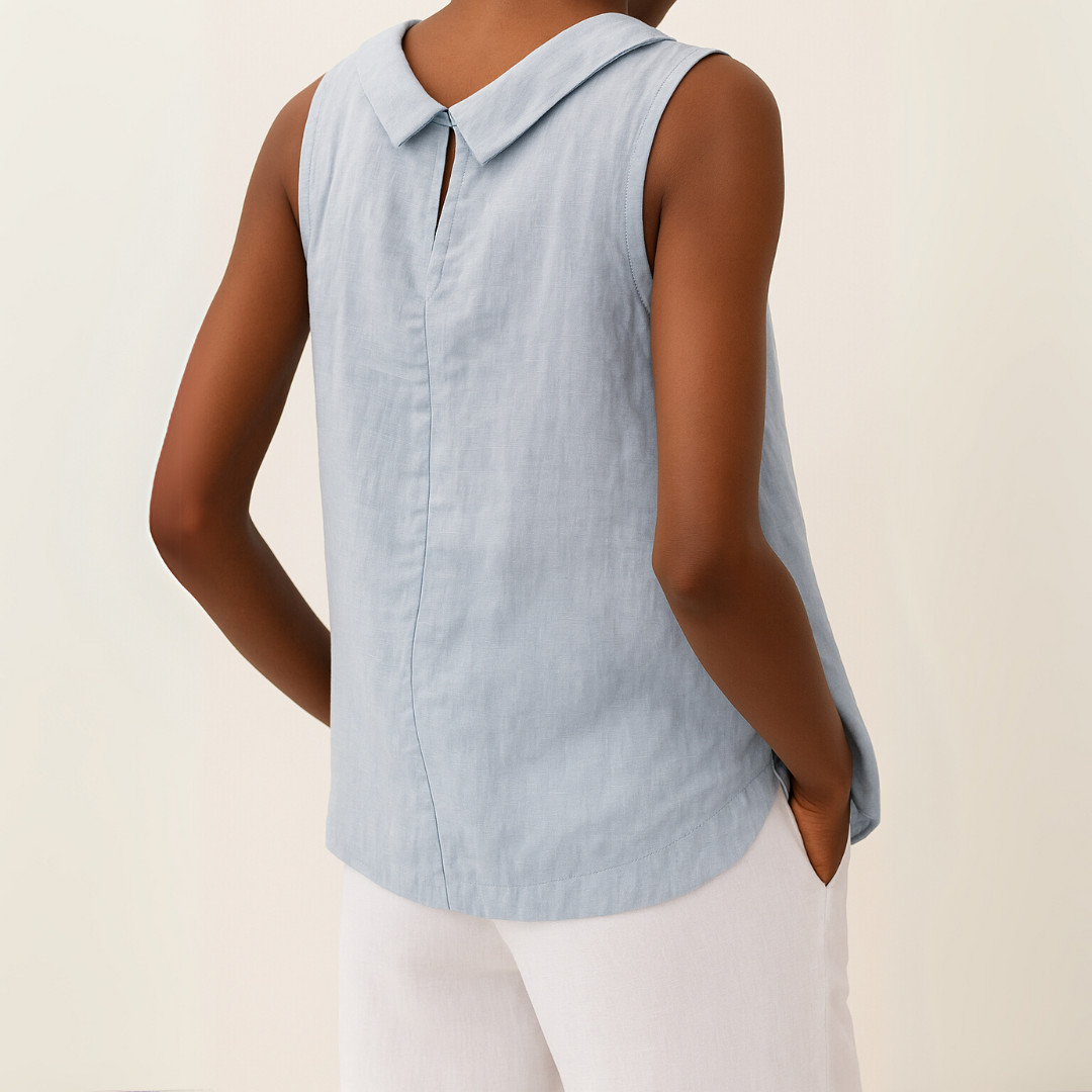 Margot Sleeveless Roll Collar Top