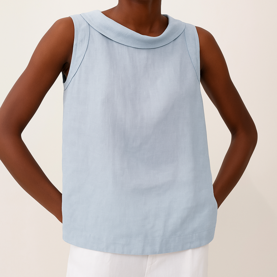 Margot Sleeveless Roll Collar Top