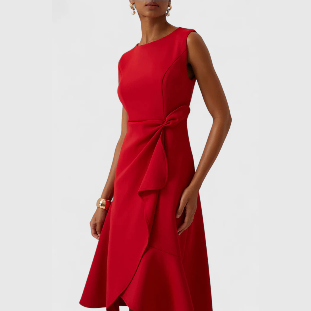 Naomi Draped Asymmetric Midi Dress