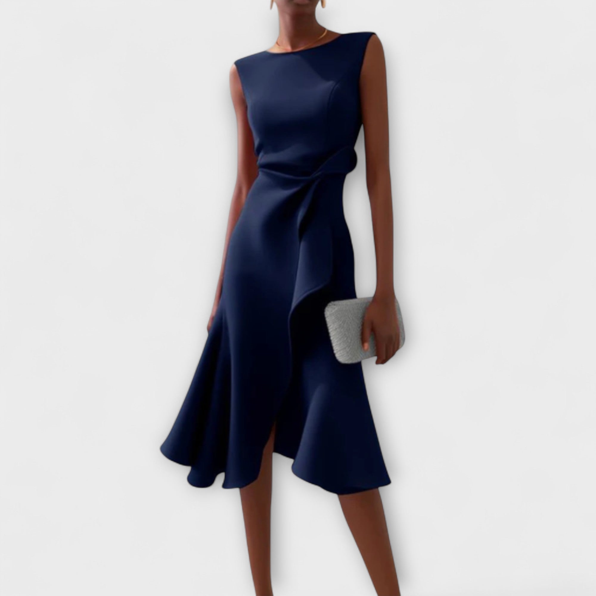 Naomi Draped Asymmetric Midi Dress