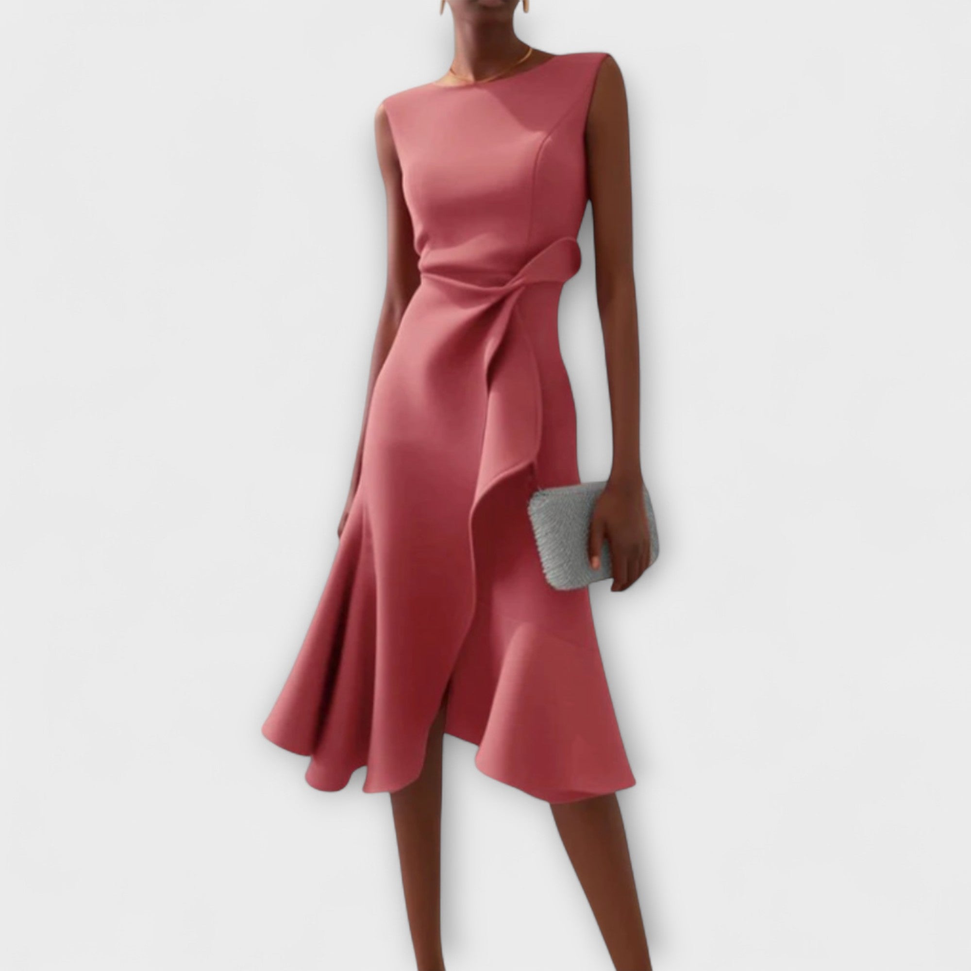 Naomi Draped Asymmetric Midi Dress