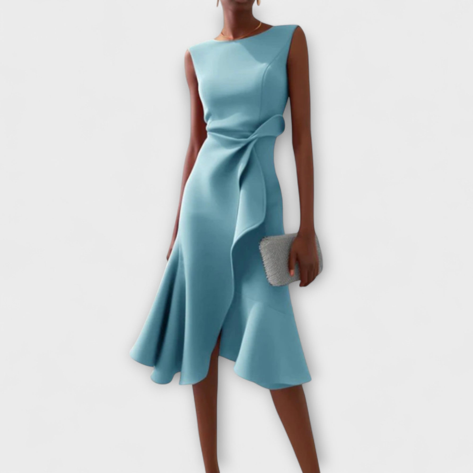 Naomi Draped Asymmetric Midi Dress