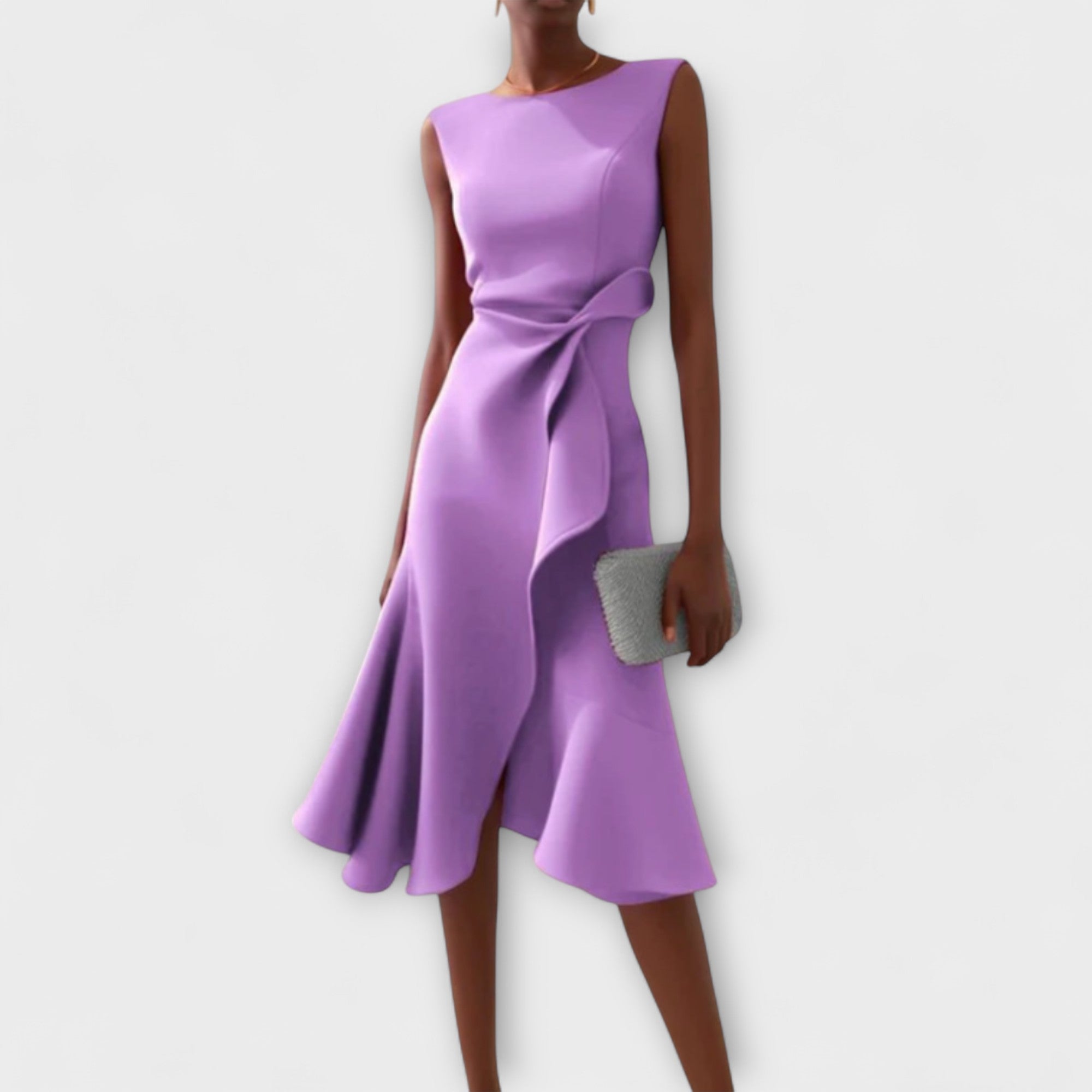 Naomi Draped Asymmetric Midi Dress