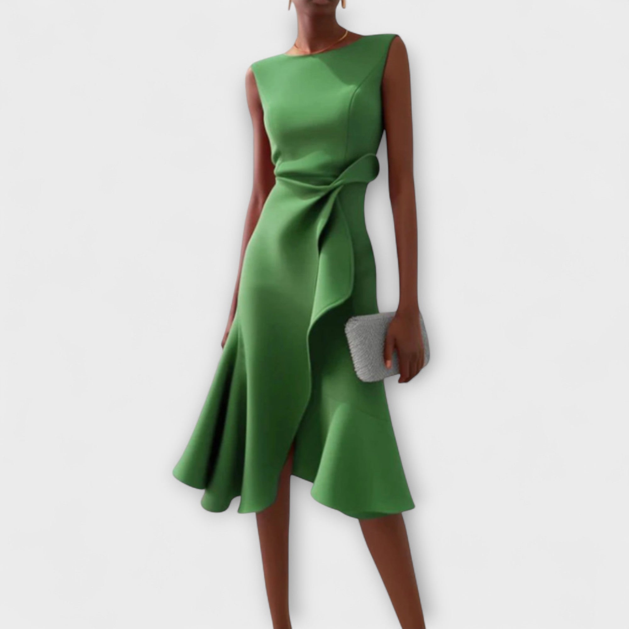 Naomi Draped Asymmetric Midi Dress