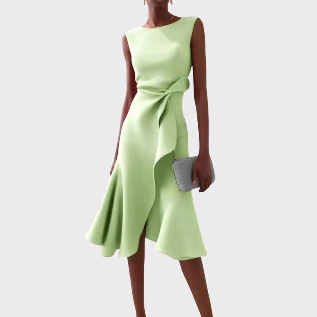 Naomi Draped Asymmetric Midi Dress