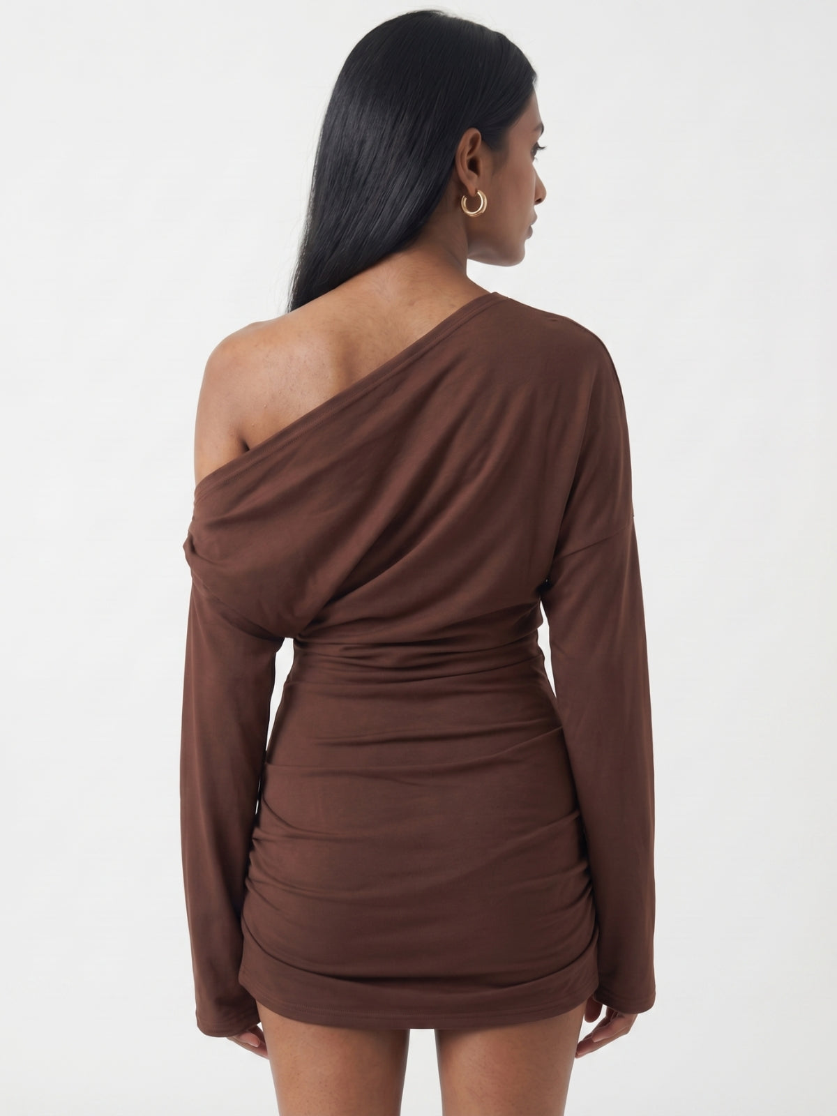 Off-Shoulder Draped Mini Dress