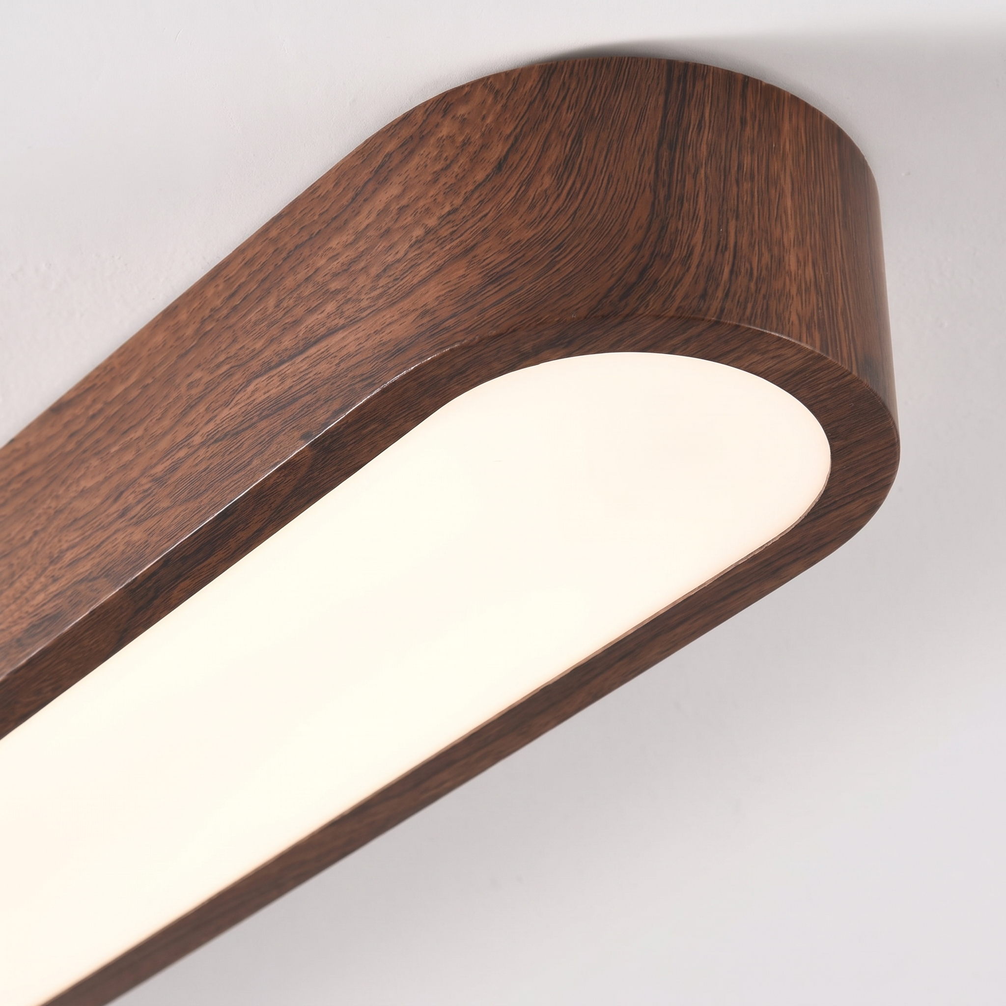 Oval LED Flush Mount Ceiling Light - Natural Oak Frame