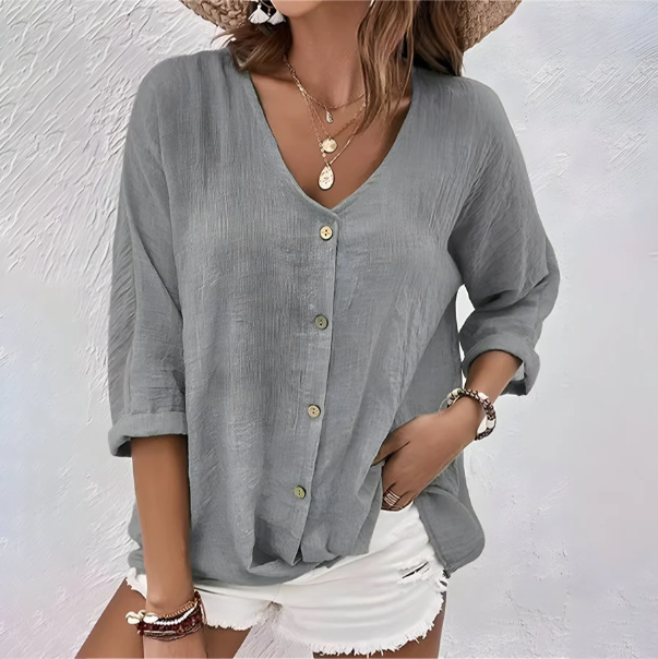 Priya Relaxed Button-Up Blouse