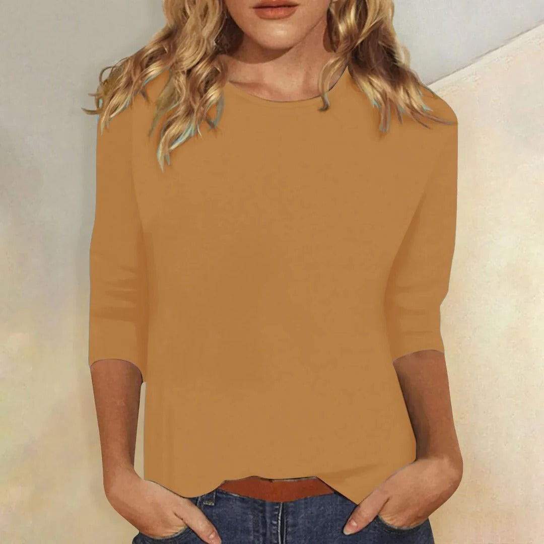 Tessa Women's Crew Neck 3/4 Sleeve Casual Everyday Top