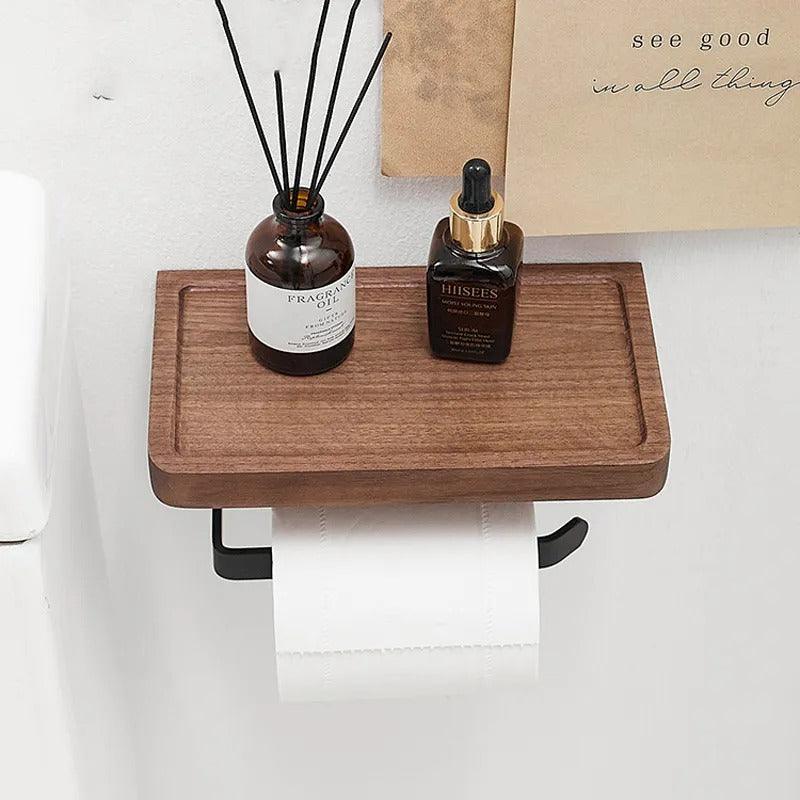 Walnut Shelf Toilet Paper Holder