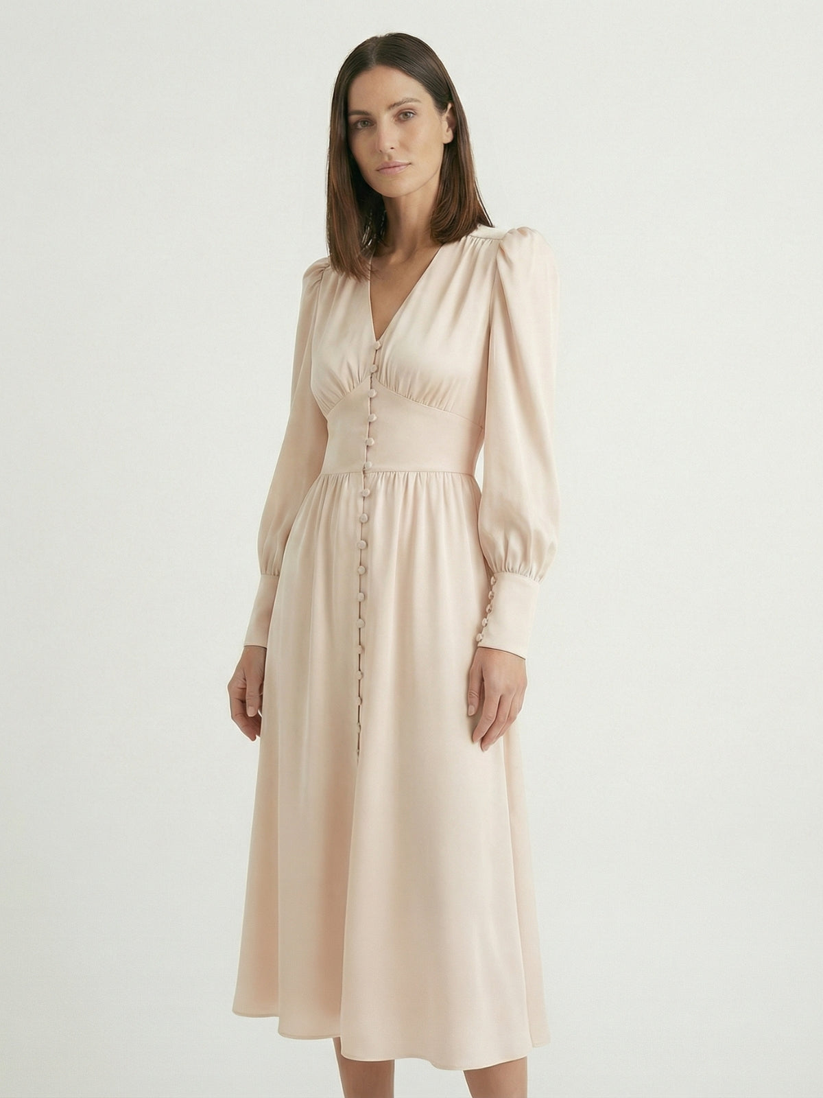 Puff Sleeve Midi Dress