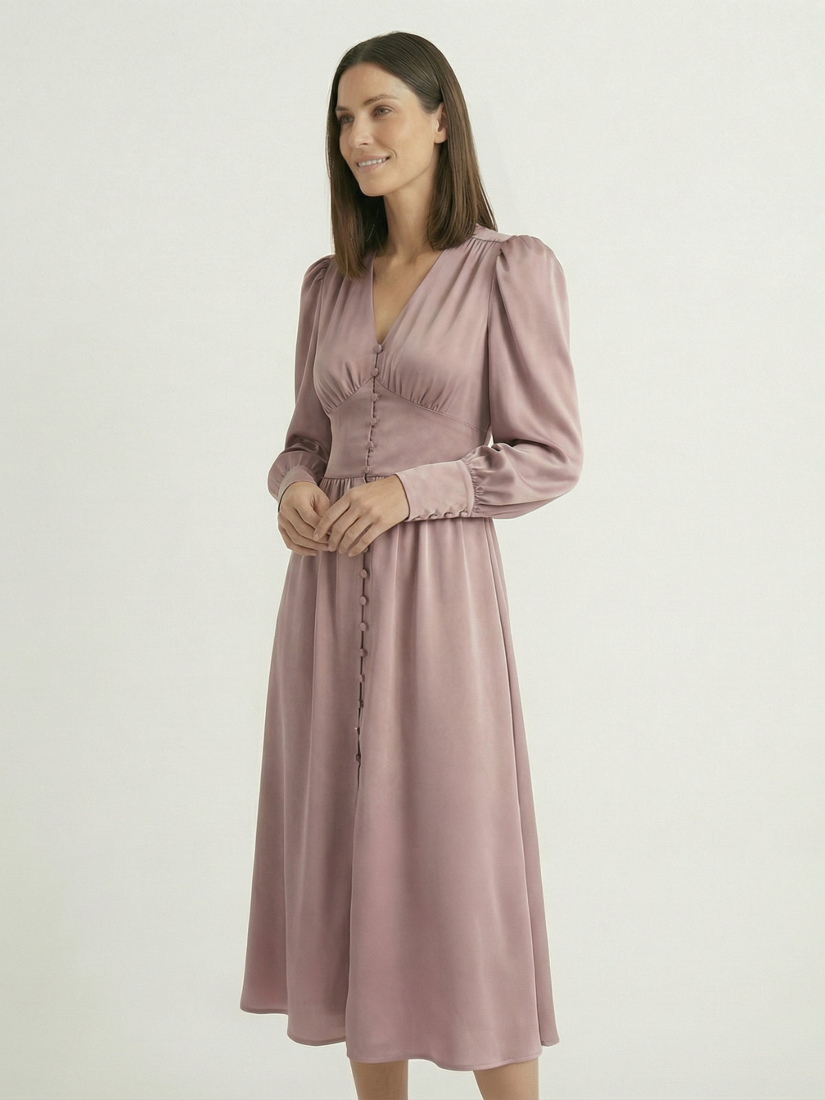 Puff Sleeve Midi Dress