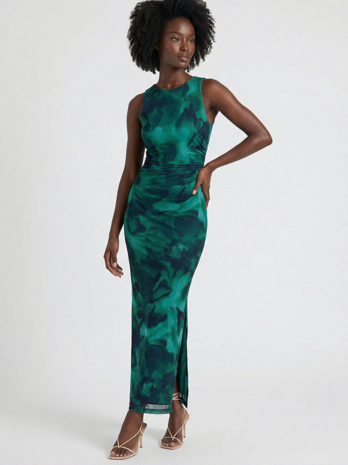 Abstract Print Bodycon Midi Dress