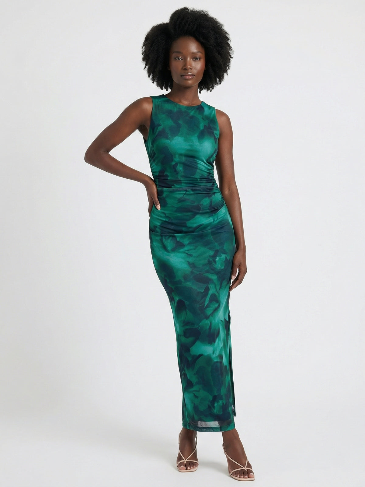 Abstract Print Bodycon Midi Dress