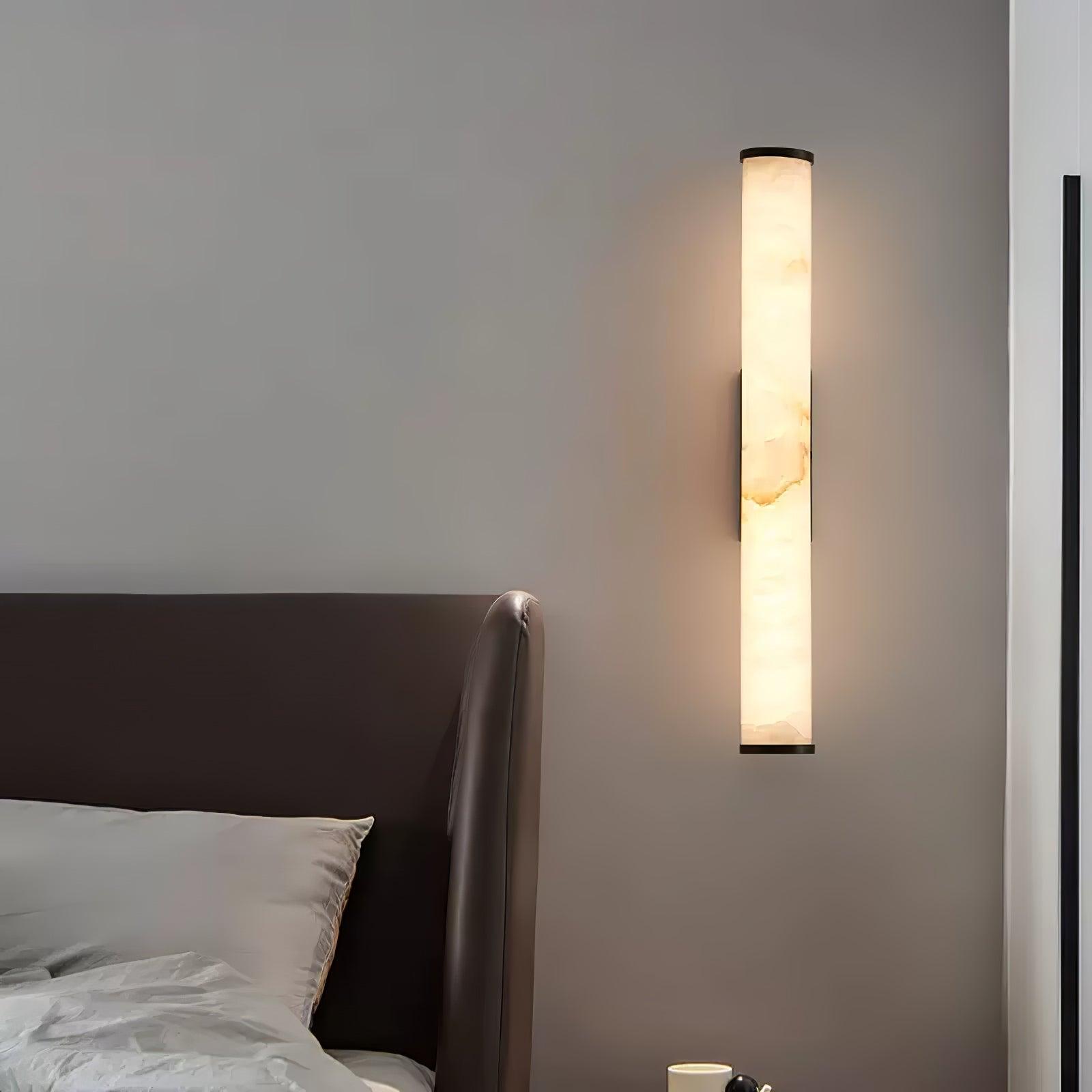 Alabaster Column Wall Sconce - Slim LED Wall Light in black