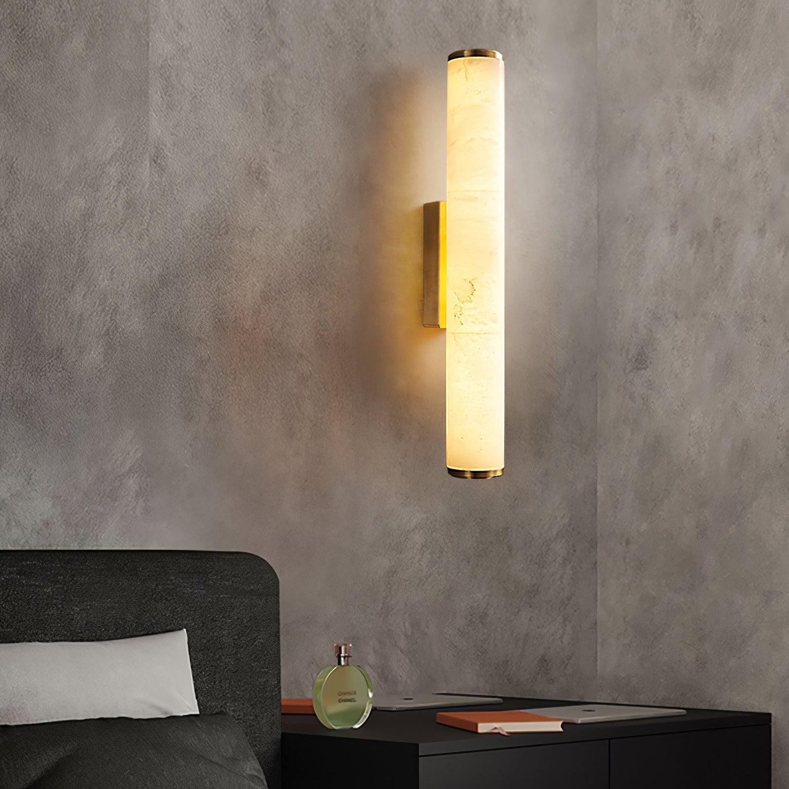 Alabaster Column Wall Sconce - Slim LED Wall Light in gold