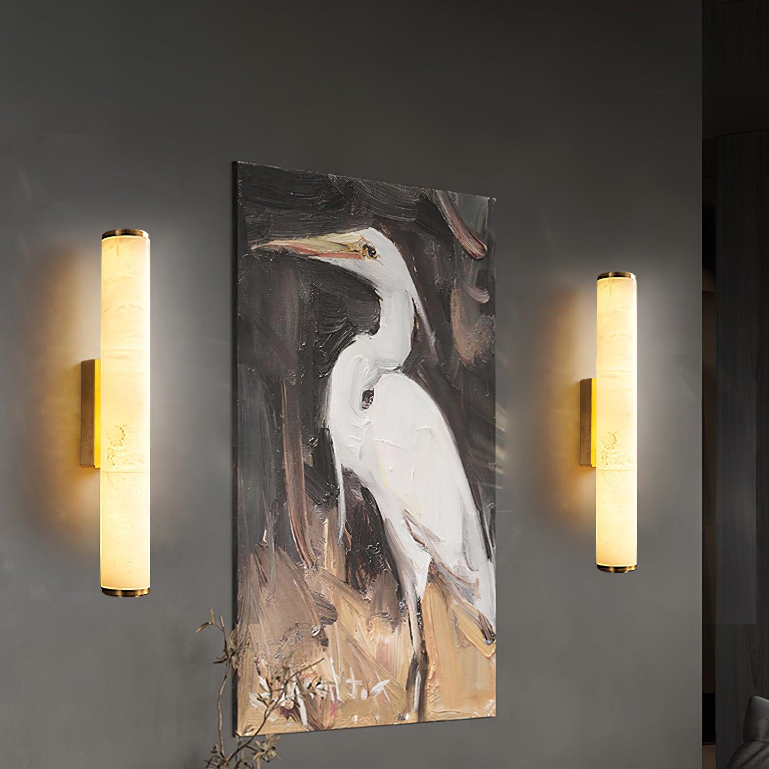 Alabaster Column Wall Sconce - Slim LED Wall Light in gold