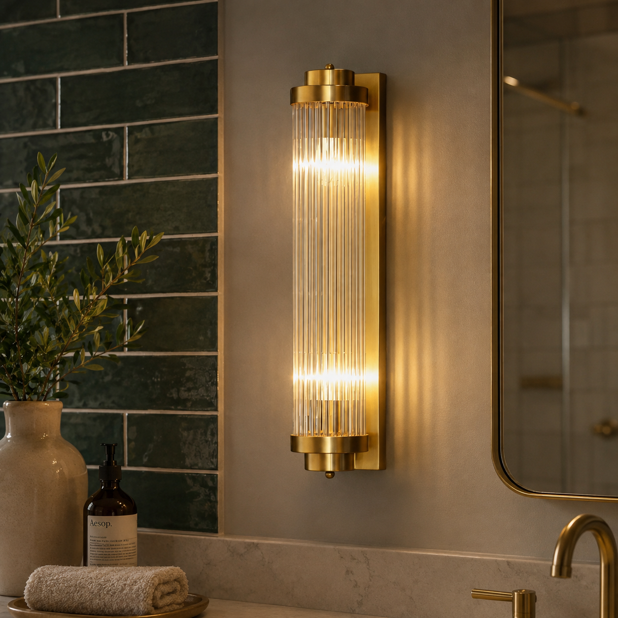 Antique Brass Art Deco Wall Sconce