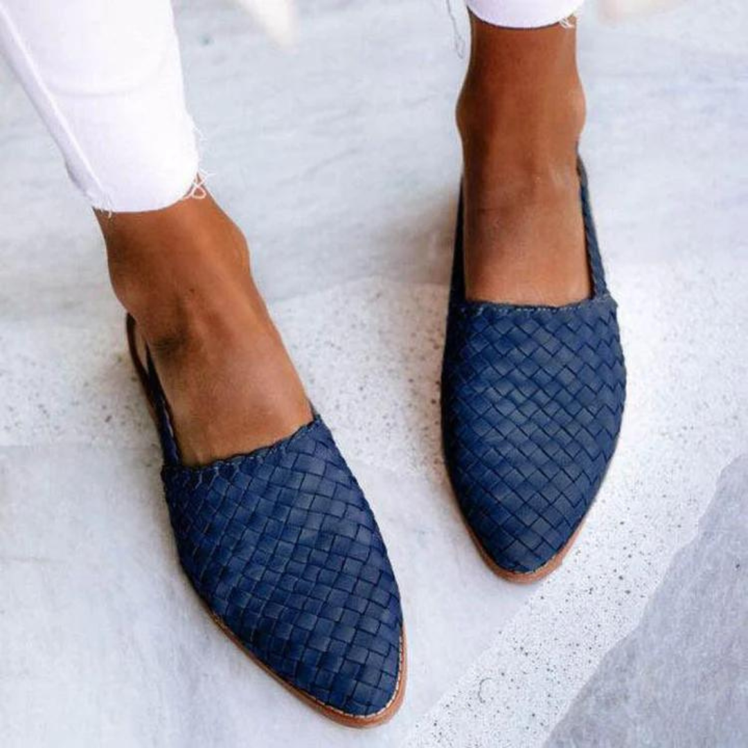 Camille Elegant Woven Vegan Leather Ballerinas