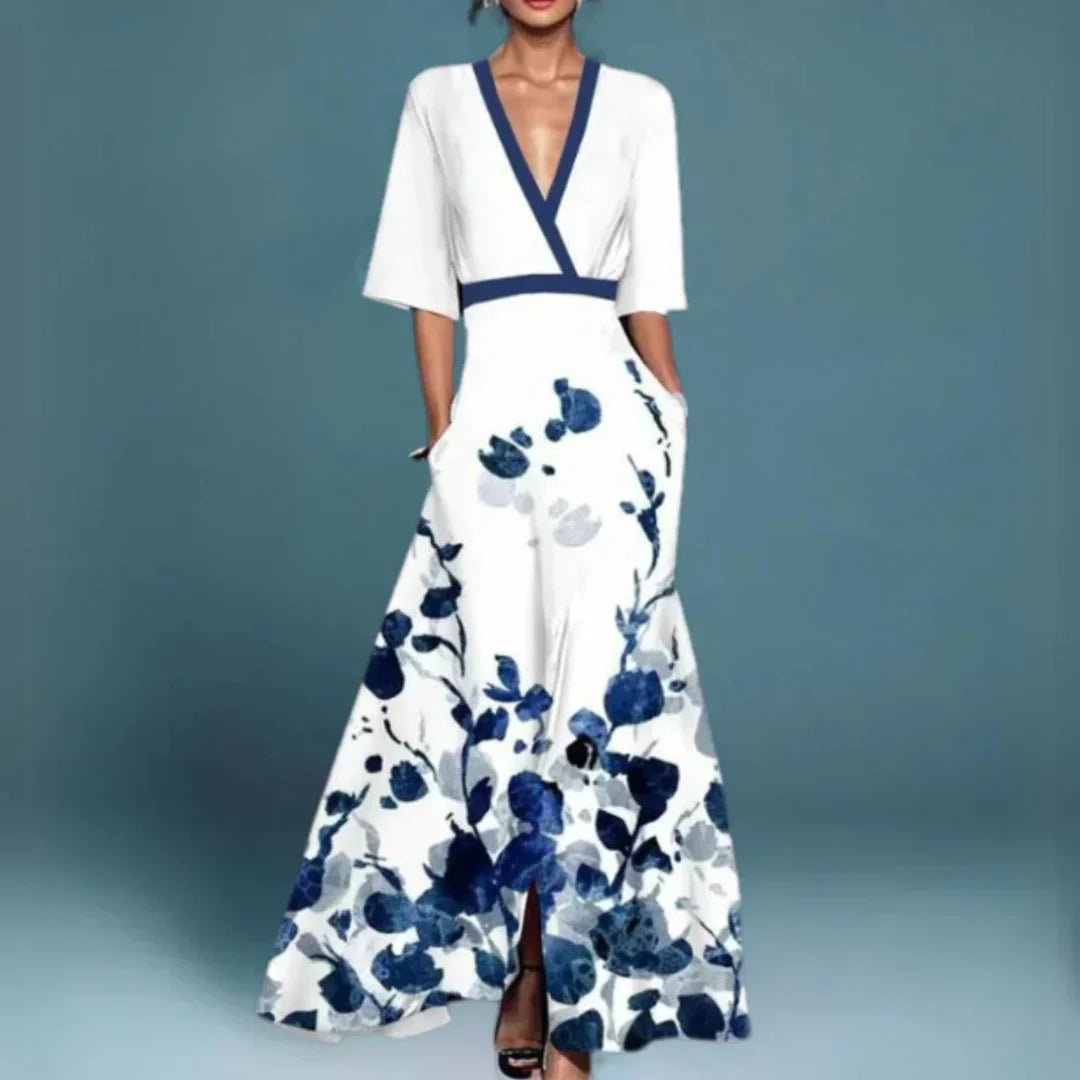 Clara Elegant Maxi Dress with Floral Pattern