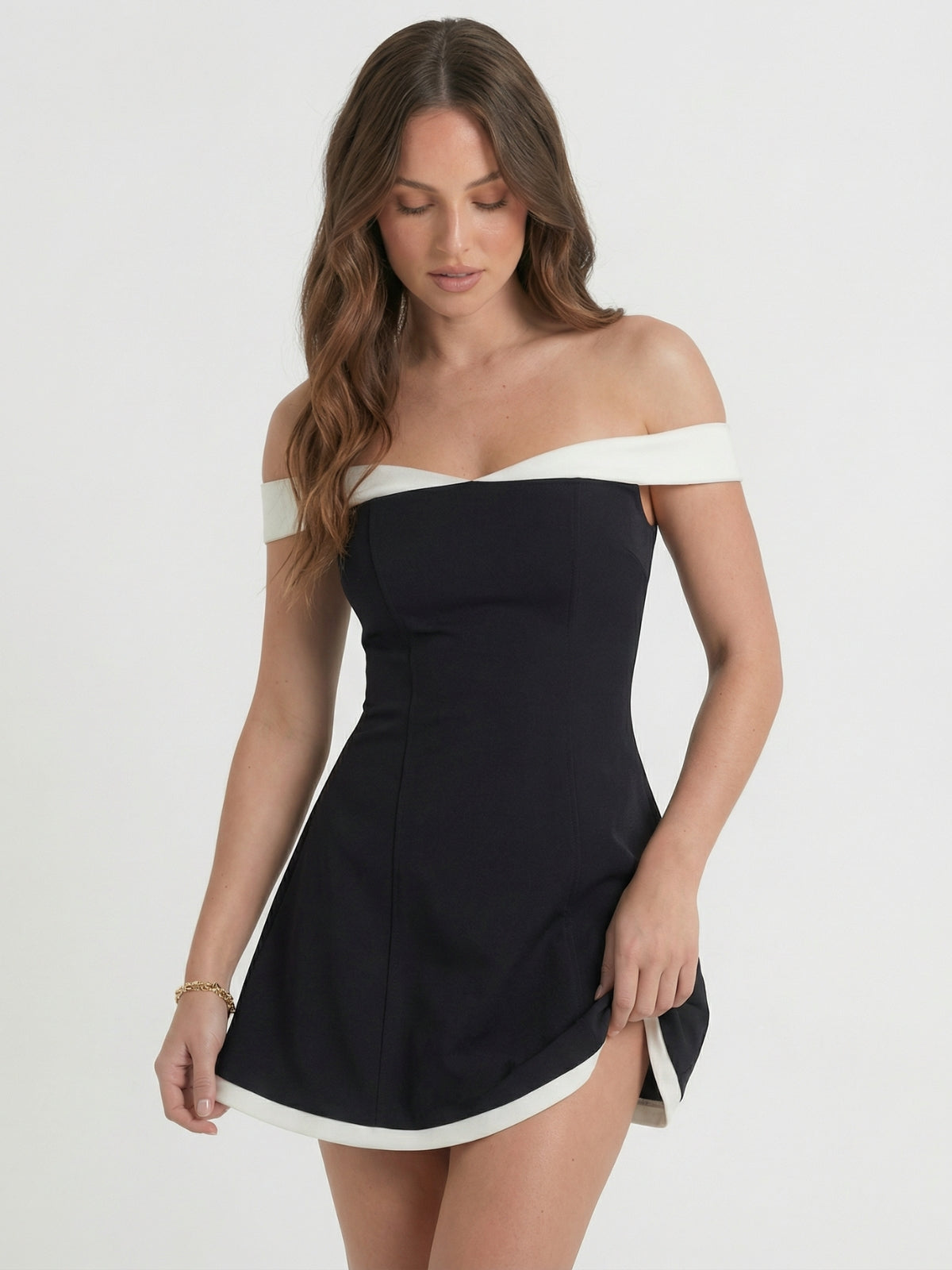 Contrast Flare Mini Dress