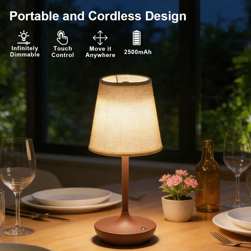 Cordless Fabric Shade Table Lamp