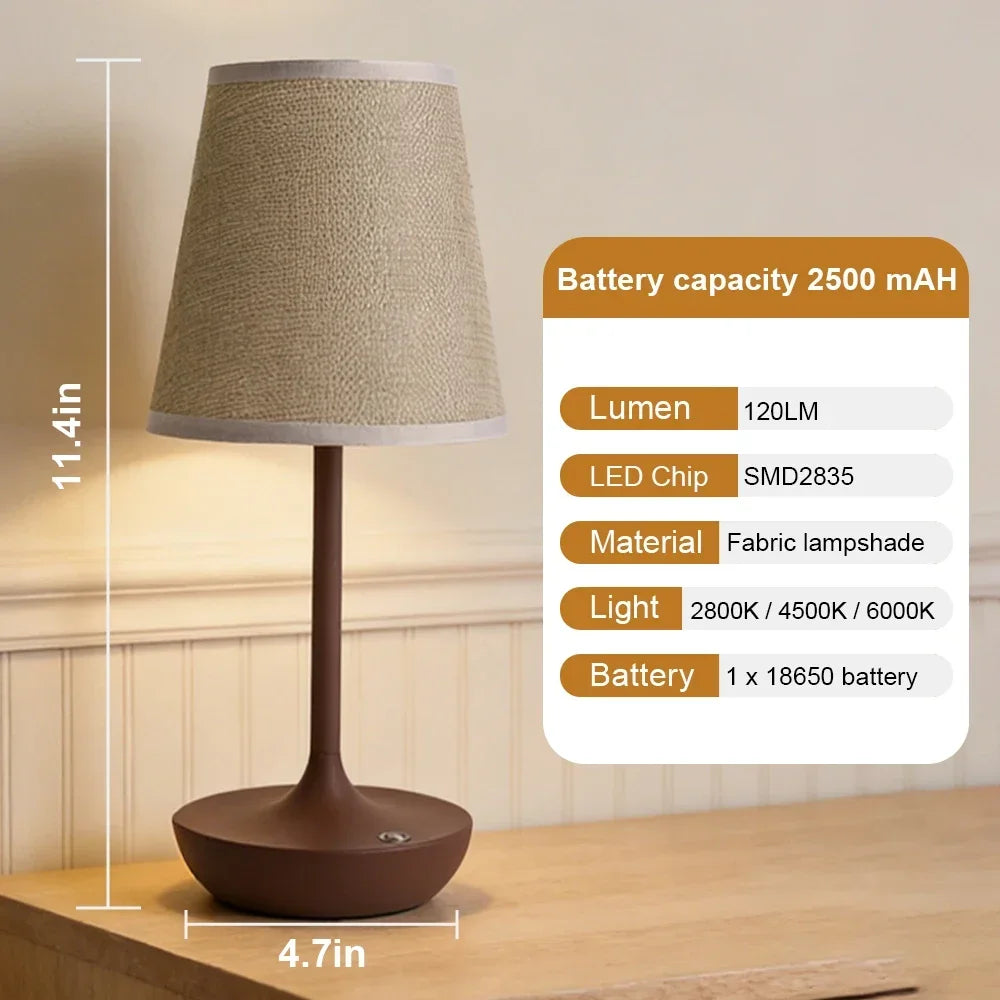 Cordless Fabric Shade Table Lamp