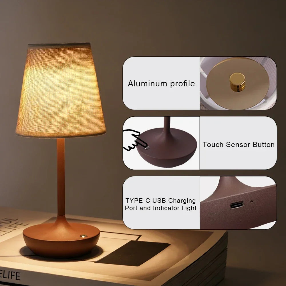 Cordless Fabric Shade Table Lamp