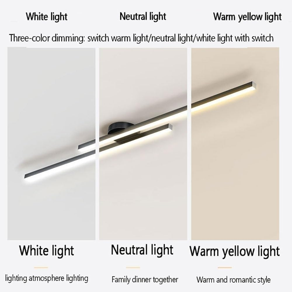 Dual Bar Linear LED Ceiling Light - Semi Flush Mount in black