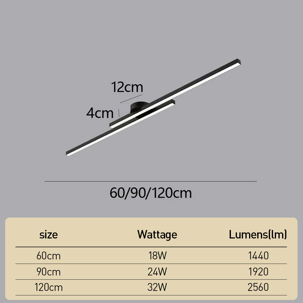 Dual Bar Linear LED Ceiling Light - Semi Flush Mount in black