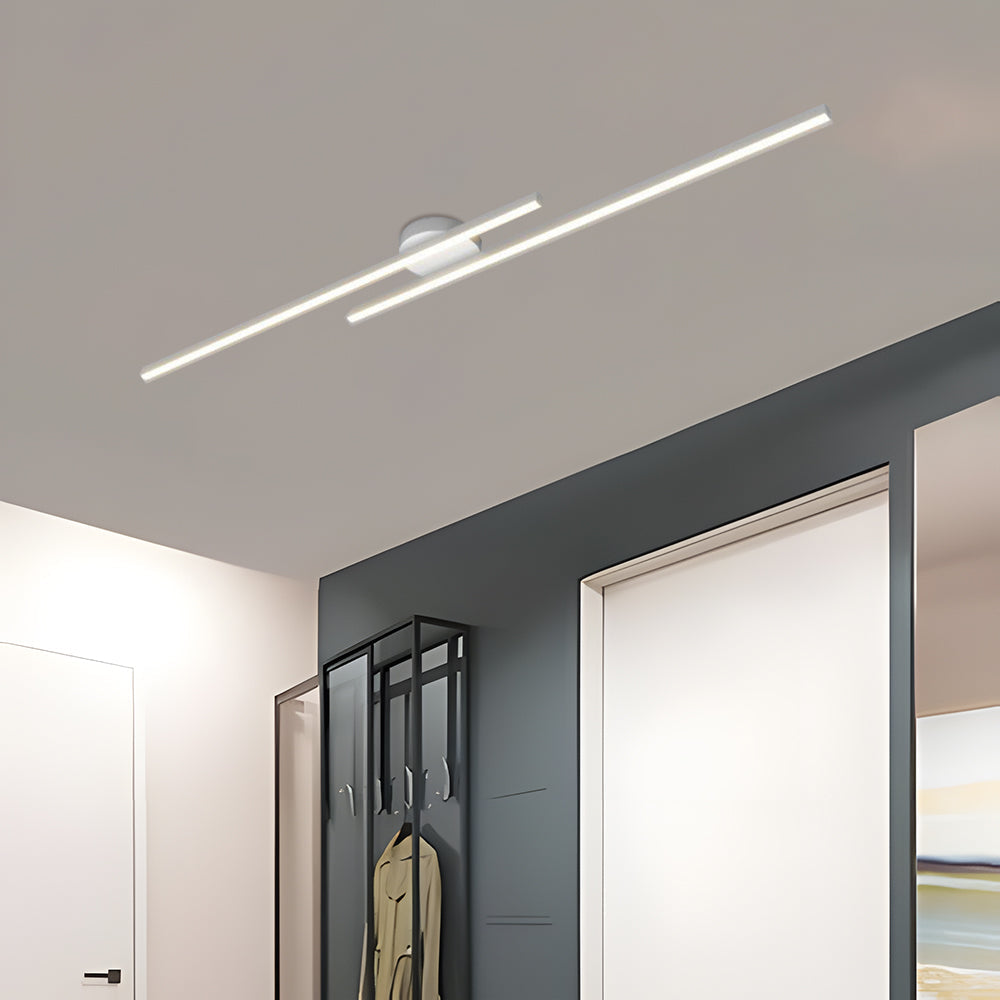 Dual Bar Linear LED Ceiling Light - Semi Flush Mount in white
