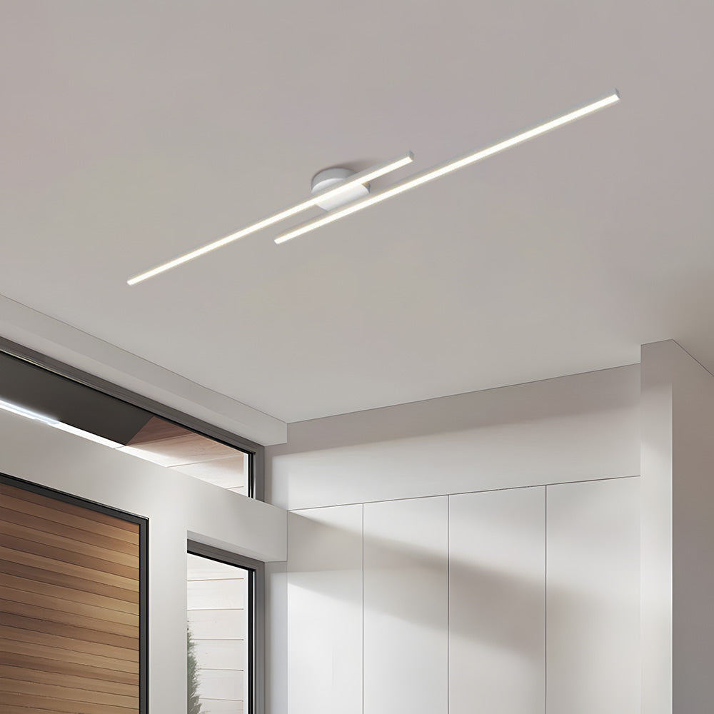 Dual Bar Linear LED Ceiling Light - Semi Flush Mount in white