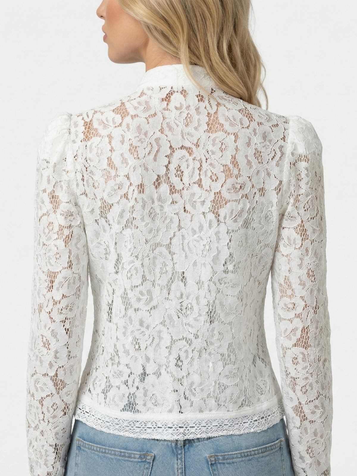 Floral Lace Frog Button Blouse