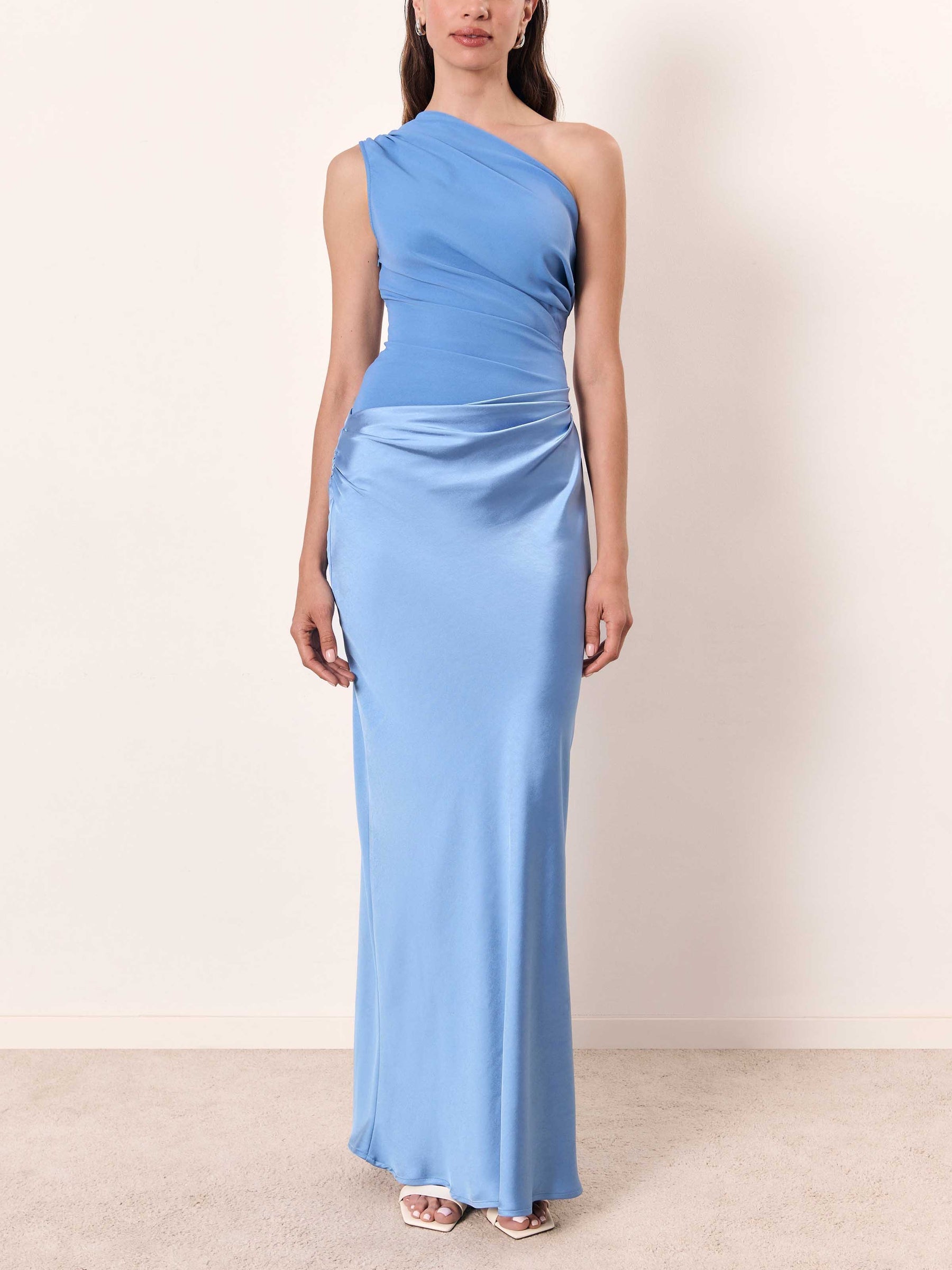 Freya Elegant One Shoulder Neck Pleated Party Maxi Dress